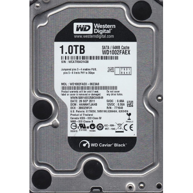 WD 1TB SATA3 BLACK  7200rpm 64M (# WD1002FAEX)