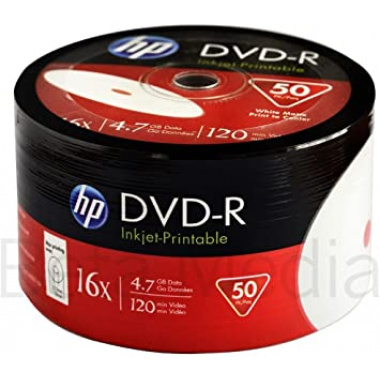 HP  WRAP  DVD-R47 16X FULL LOGO SURFACE 50PKS 50pcs Bulk Colour Wrap .