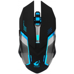 BOCKY FREE WOLF LED Light SILENT  6 BUTTON Usb Optical Gaming Mouse BLACK