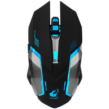 BOCKY FREE WOLF LED Light SILENT  6 BUTTON Usb Optical Gaming Mouse BLACK